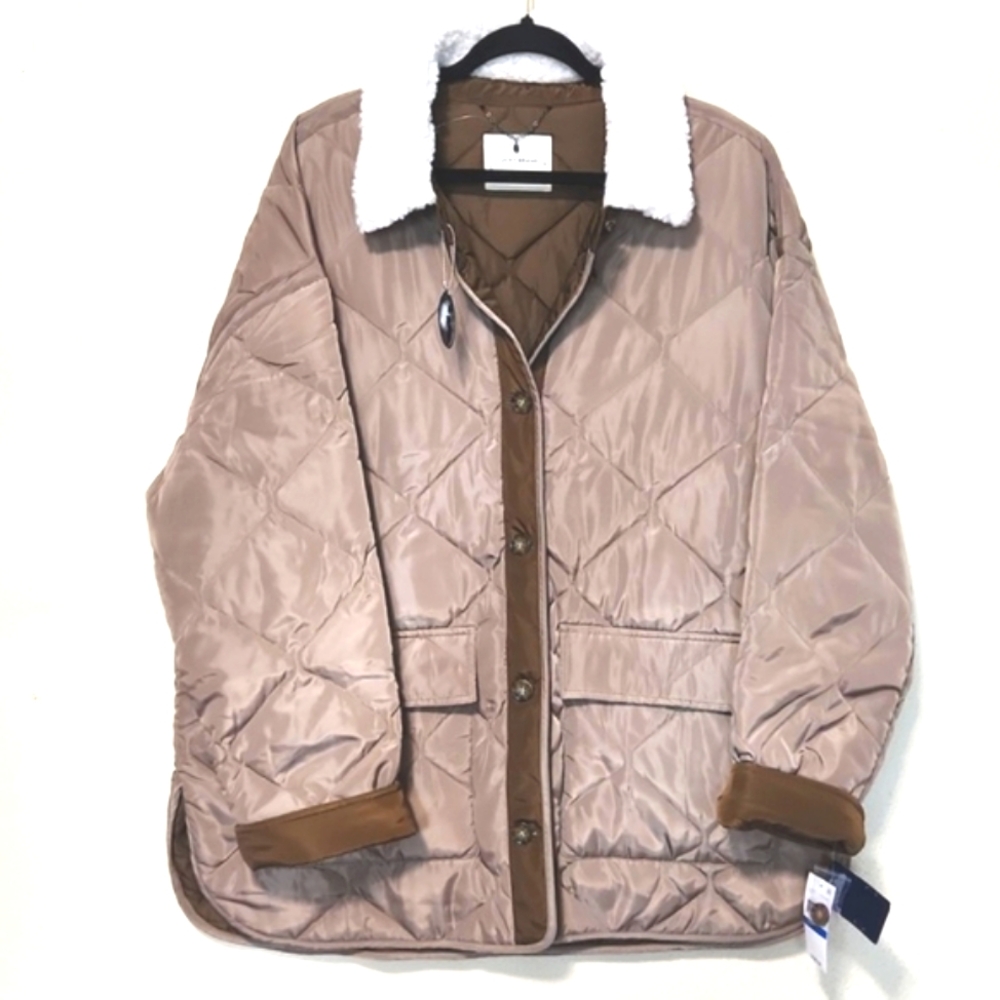 NWT! Lucky Brand Quilted Faux Fur Toffee Tobacco XL - Picture 14 of 15